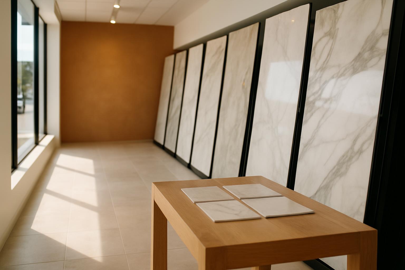 Showroom de porcelanato con losas de gran formato