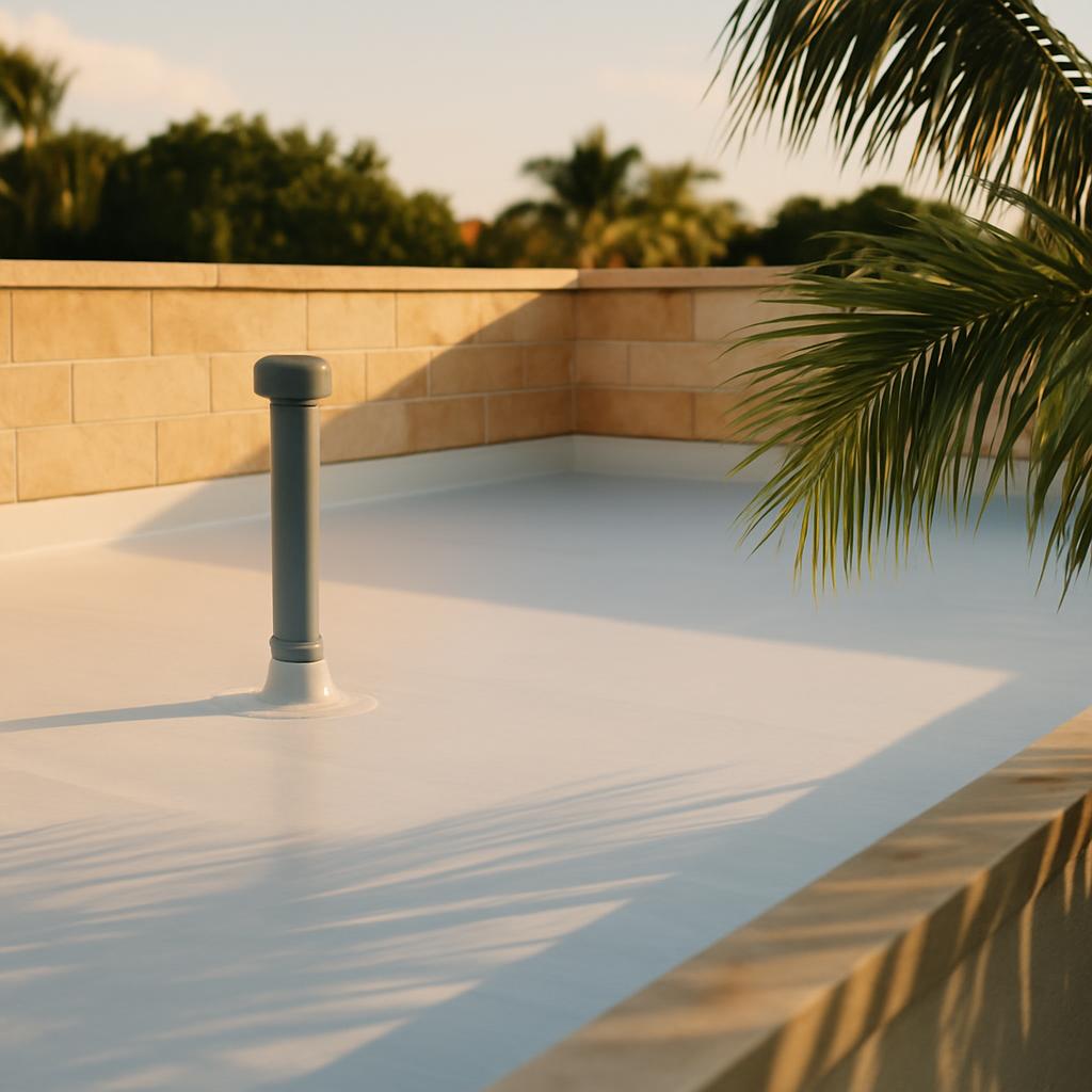 Techo plano impermeabilizado con parapeto y ventilación